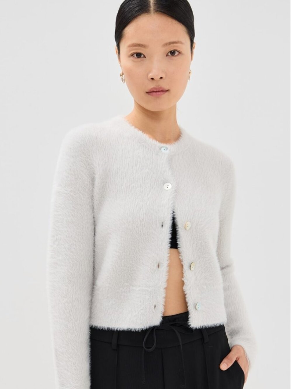 NWT Vince Eyelash Cardigan in Lt Birch Stone